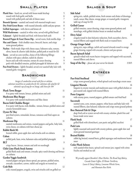 Plank Town Brewing Co Menu Menu For Plank Town Brewing Co Springfield Eugene Urbanspoon Zomato