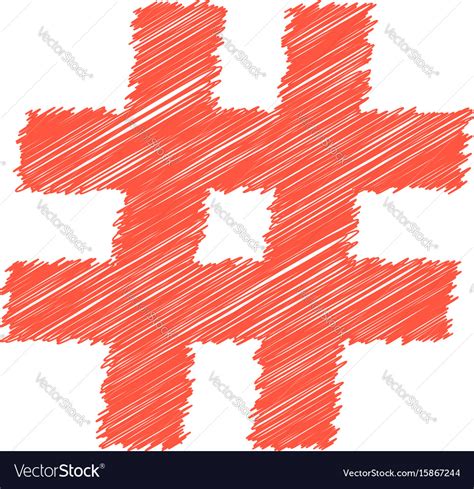 Red Scribble Hashtag Icon Royalty Free Vector Image