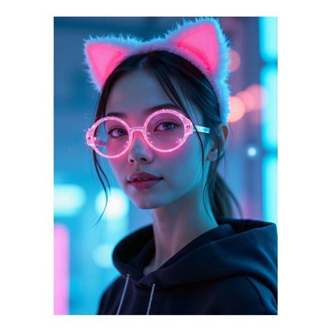 Diamond Art Kits for Adults - Neon Cat Ears And Glasses 5d Diamond