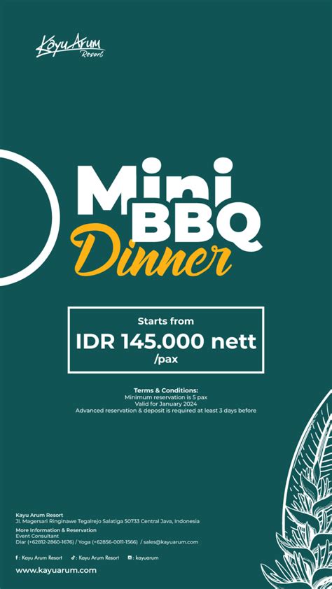 Mini BBQ Dinner Kayu Arum Resort Special Offer