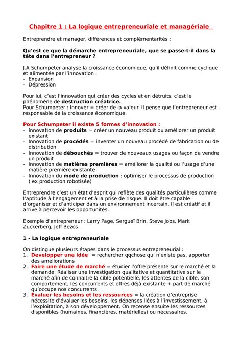 Chapitre 1 La logique entrepreneuriale et managériale Chapitre 1