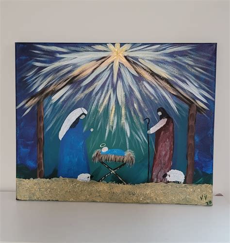 Jesus in the Manger Canvas Painting - Etsy