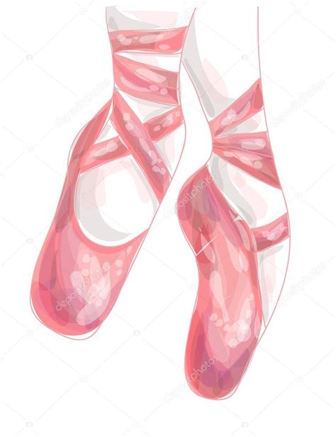 Ballet Pink Pointe Shoes On White Background Stock Vector Loveless