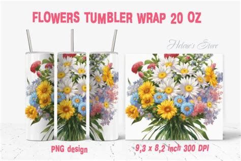 Flowers Bouquet Tumbler Wrap Sublimation Graphic By Helenes Store · Creative Fabrica