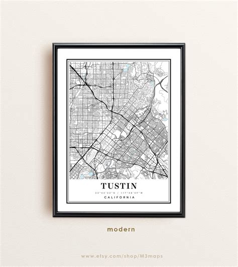 Tustin California map Tustin CA map Tustin city map Tustin | Etsy