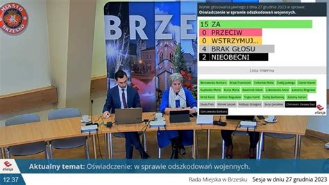 Rada Miejska W Brzesku Przyj A O Wiadczenie W Sprawie Odszkodowa