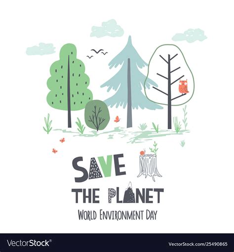 Hand Draw Earth Day Royalty Free Vector Image Vectorstock