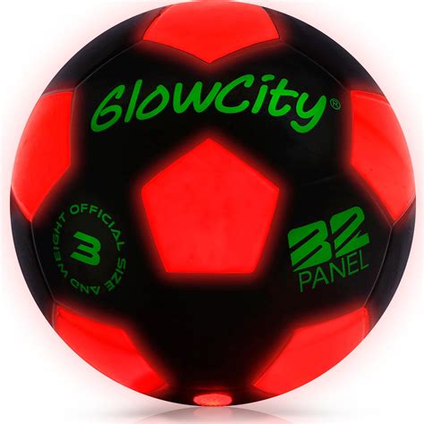 Glowcity Glow In The Dark Official Size Soccer Ball Black Light Up