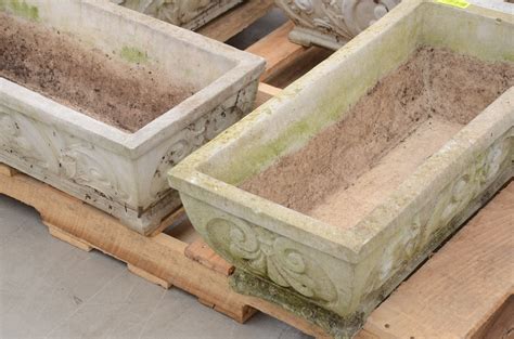 Four Large Concrete Garden Trough Style Planter | EBTH