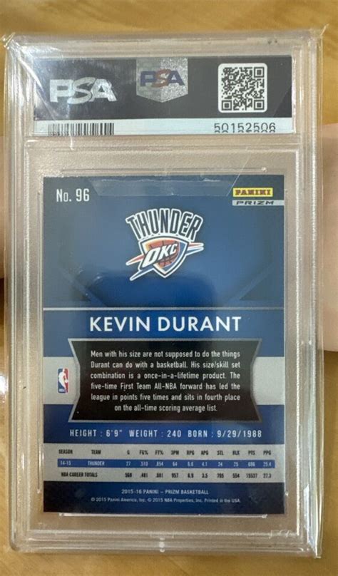 2015 Panini Prizm KEVIN DURANT Orange Wave Prism Gem Mt 10 PSA EBay