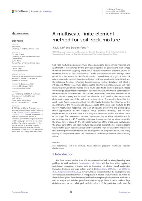 PDF A Multiscale Finite Element Method For Soil Rock Mixture