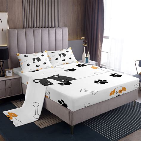 Cute Dogs Bed Sheets Set Puppy Cartoon Dog Sheet Set for Girls Boys ...