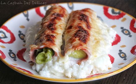 Roulés de jambon aux poireaux et riz à la crème La Casbah des Delices