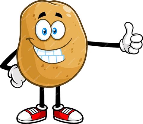 Premium Vector Potato Cartoon Character Giving The Thumbs Up Vector Hand Drawn Illustration