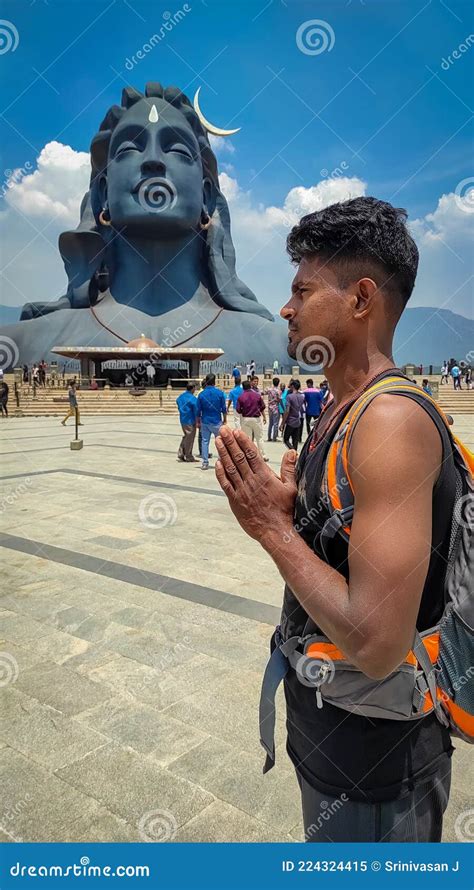 Coimbatore India March Adiyogi Shiva Statue People Are