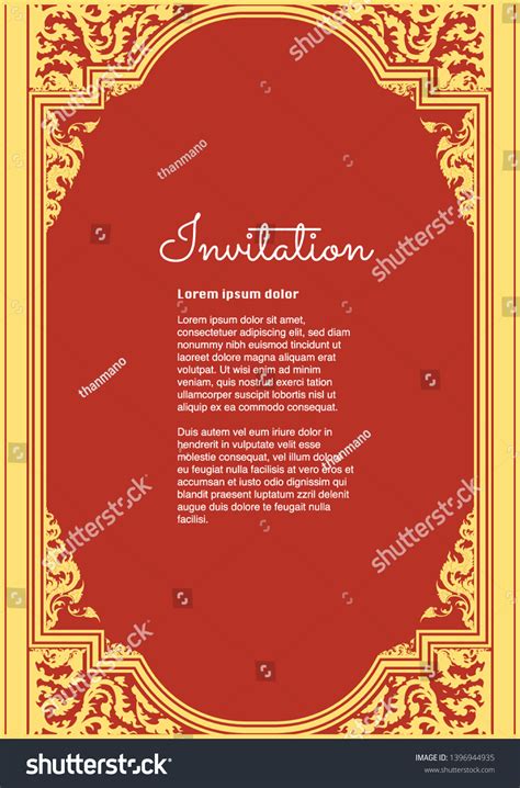 Invitation Template Background Frame Border Red Stock Vector (Royalty ...