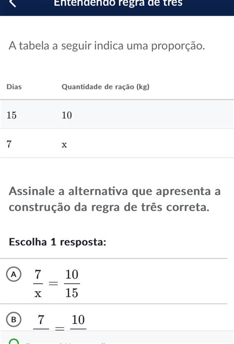 Solved Entendendo Regra De Tr S A Tabela A Seguir Indica Uma Propor O