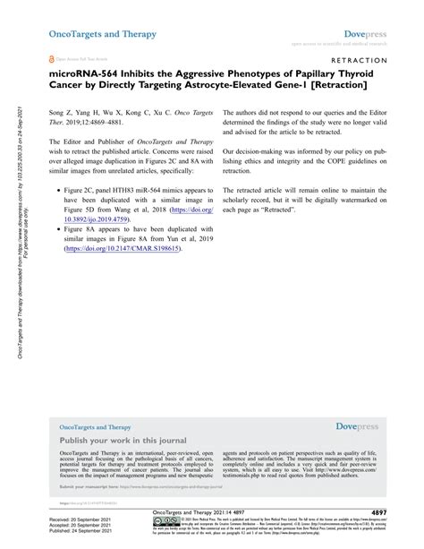 Pdf Microrna Inhibits The Aggressive Phenotypes Of Papillary