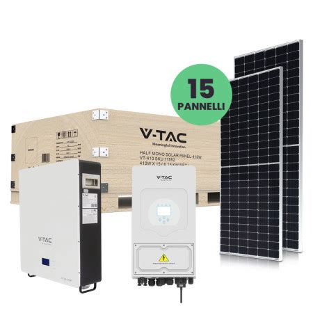 V TAC KIT Fotovoltaico 6kW Con Batteria 5 KWh E Inverter Monofase