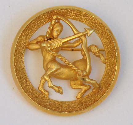 Signed Crown Trifari Sagittarius Zodiac Sign Brooch Vintage Brooches