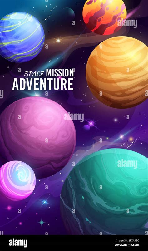 Cartoon Galaxy Space Planets Poster Cartoon Vector Background Solar