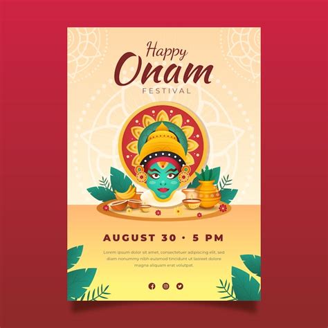 Free Vector Gradient Poster Template For Onam Celebration