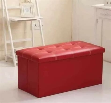 Folding Ottoman Storage Bench Leather Toy Box Chest Living Room Seat