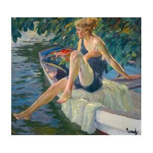 Woman In A Bathing Costume Painting By Edward Cucuel Fine Art America