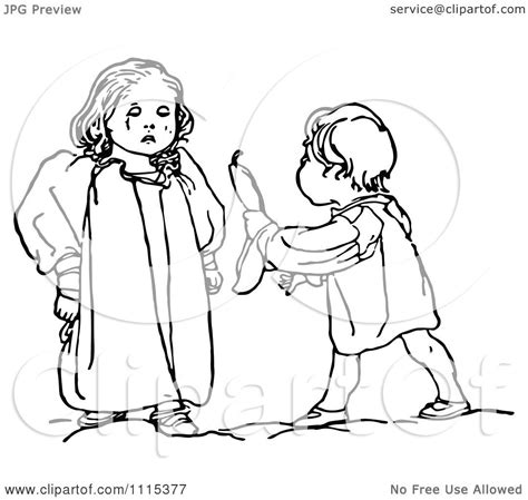 Clipart Vintage Black And White Brother Trying To Stop His Sister From