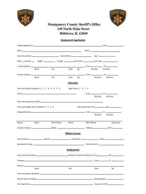 Fillable Online Sheriff S Office Employment Application Fax Email Print