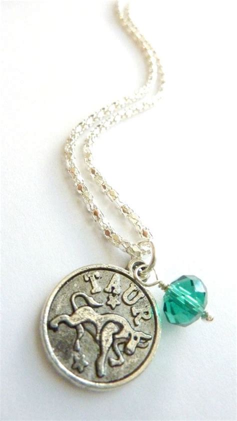 Taurus Necklace May Birthstone Emerald Crystal Zodiac Jewelry Etsy Taurus Necklace Taurus