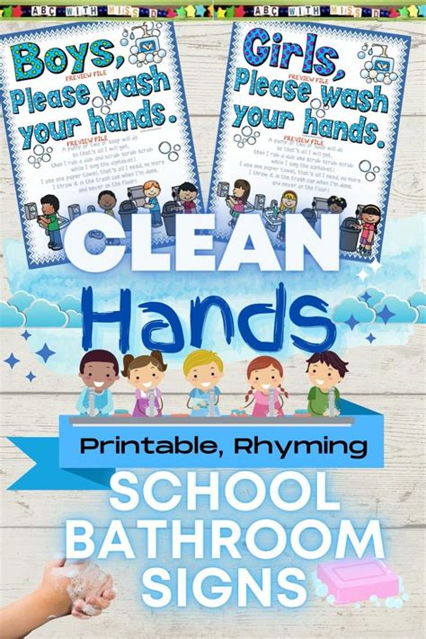 Kids Washing Hands Sign for School and Home Bathroom Use | Etsy [Video ...