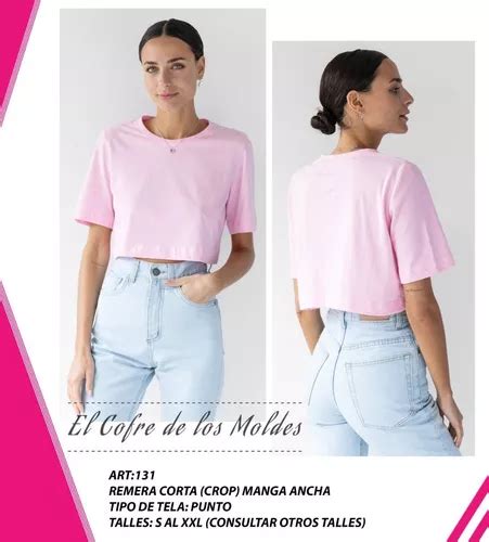 Molde Digital Remera Corta Crop Manga Ancha Talles S Al Xxl