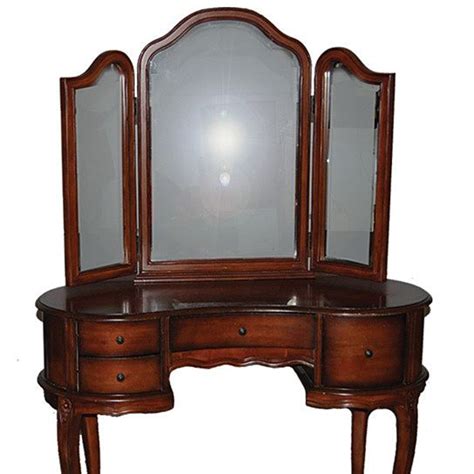 Antique Vanity Dresser Tri Fold Mirror With Bench Antique Vanity