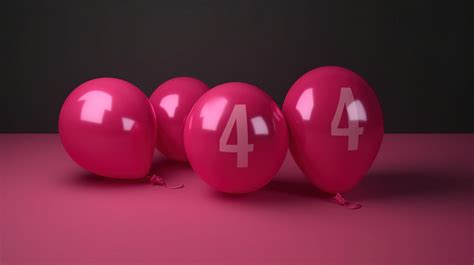 Pink Balloon 4 Number Balloons Isolated On Background Backgrounds | JPG ...