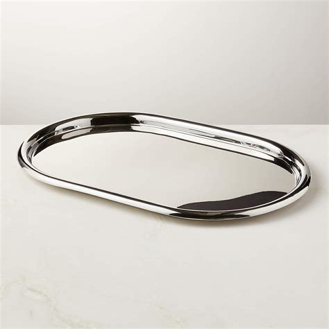 Piero Modern Oval Silver Serving Tray + Reviews | CB2 Canada