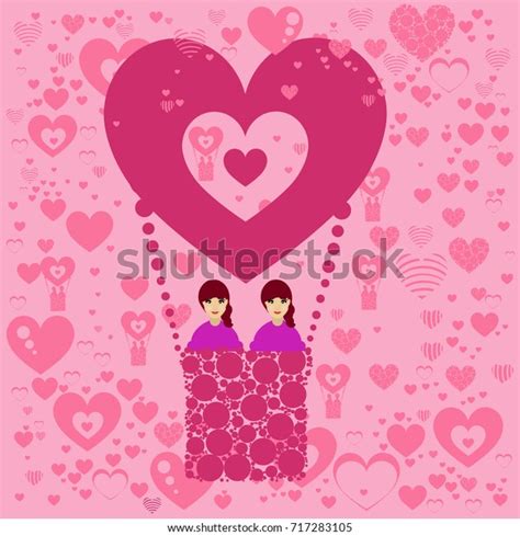 Sex Minority Concept Lesbians Hot Air Stock Vector Royalty Free