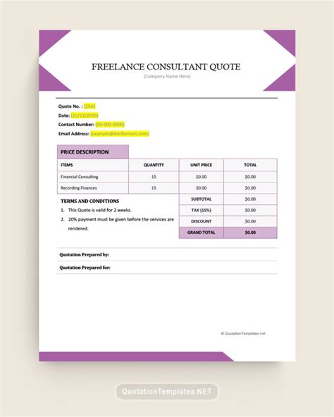 Free Consultant Quote Templates