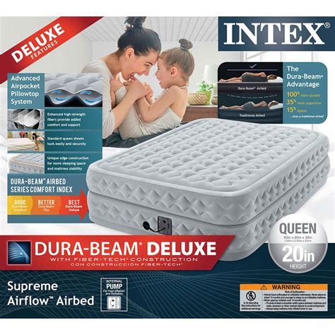 Intex Ep In Queen Dura Beam Deluxe Supreme Airflow Airbed With