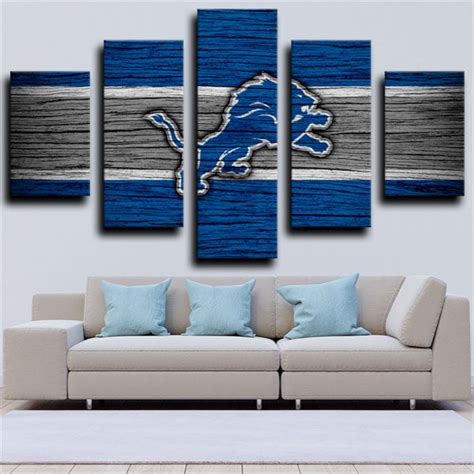 Detroit Lions Dark Blue Symbol Canvas Wall Art - Pencil Canvas