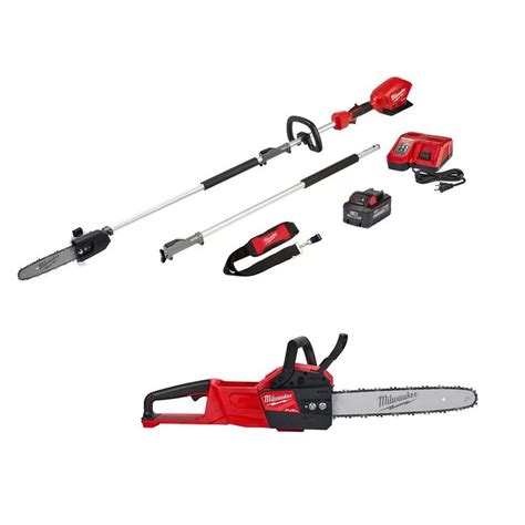 Milwaukee M18 Fuel 10 In 18v Lithium Ion Brushless Electric Cordless Pole Saw Kit And M18 14 In