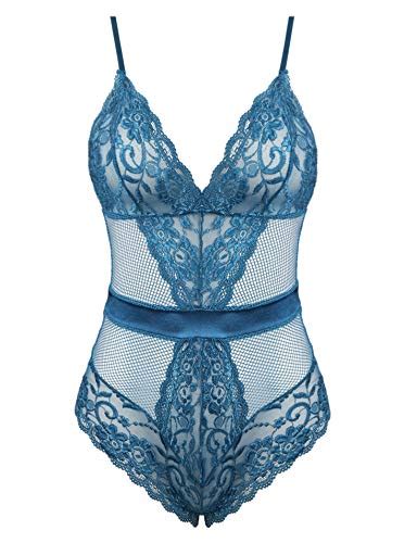 Joyaria Lace Lingerie Bodysuit For Women One Piece Teddy Sexy Teal Xl