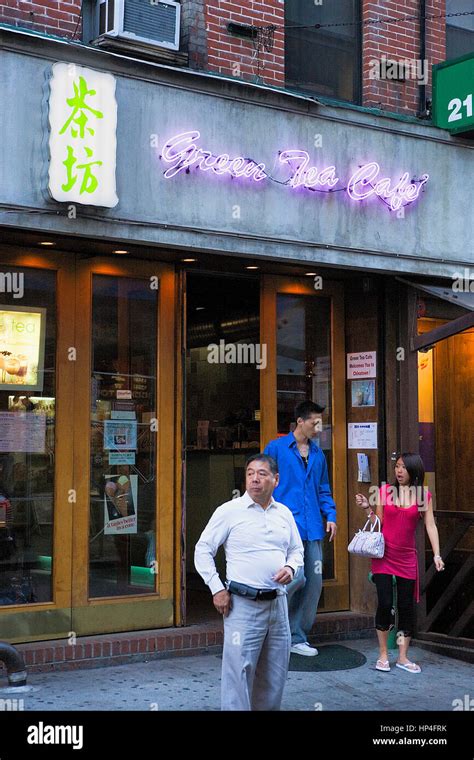 Chinatown. Green tea Cafe. 45 Mott St,New York City, USA Stock Photo