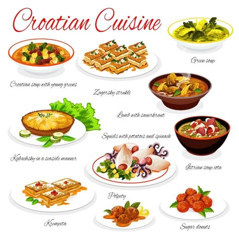 Premium Vector | Croatian cuisine vector menu template croatia food