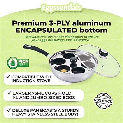 Eggssentials Egg Poacher Pan Nonstick Poached Egg Maker Stainless