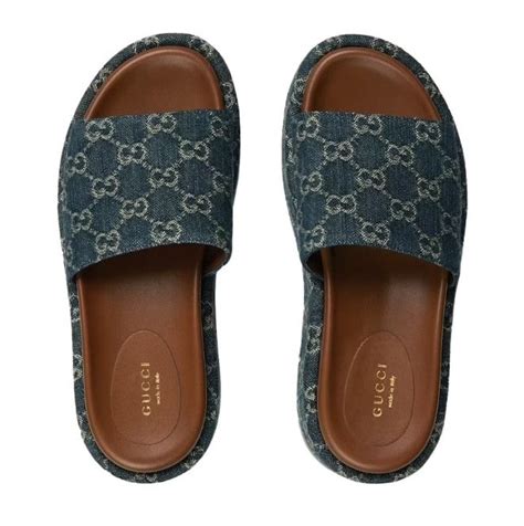 Gucci Sandal Platform 55mm Angelina Blue Denim Kingwalk