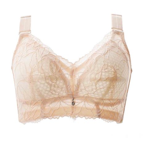 Munlar Plus Size Womens Bras No Wire Push Up Khaki Full Figure Lace