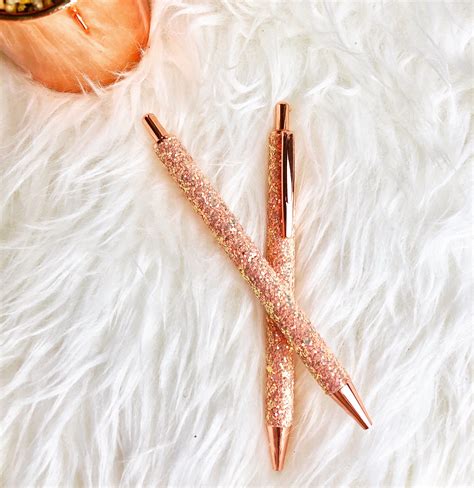 Luxury Glitter Coated Sparkly Rose Gold Ballpoint Pen Rose Gold Pen