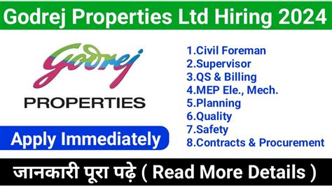 Godrej Properties Ltd Recruitment 2024 Civil Engineering Jobs In