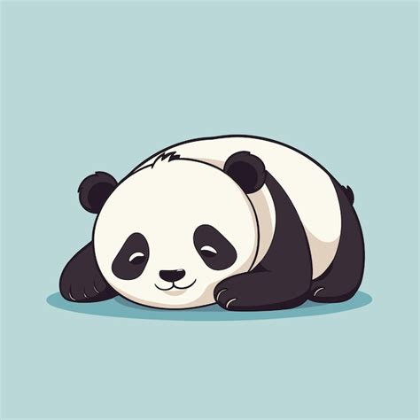 Ador Vel Panda De Desenho Animado Dormindo No Ch O Ilustra O Vetorial